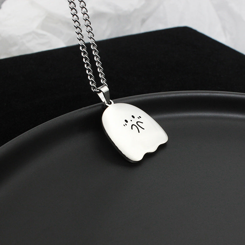 👻💞 Eternal Boo – Ghost Couple Stainless Steel Necklace ✨