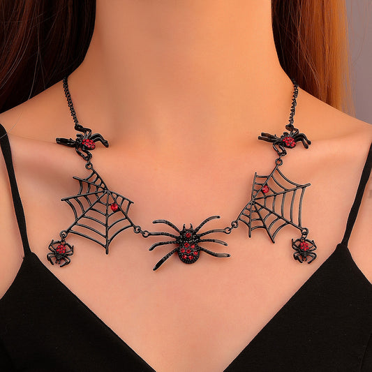 🕷️✨ Web Whisperer – Spider & Web Clavicle Necklace 🖤🌒