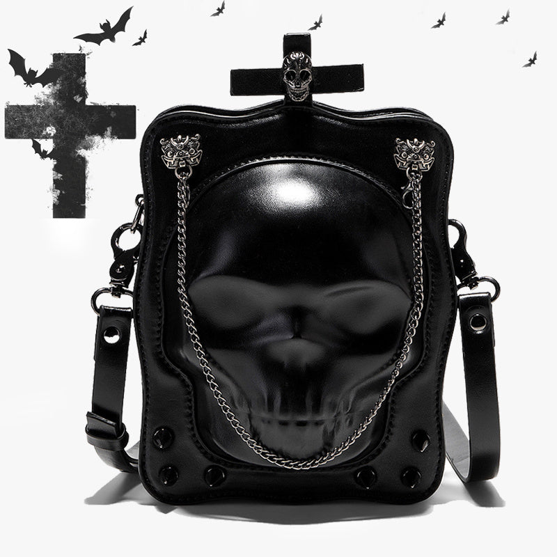 🖤 Skull Noir Luxe Crossbody – Dark Gothic Elegance 💀✨
