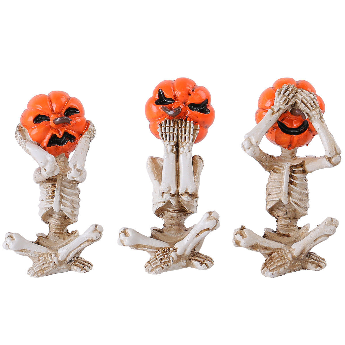 🎃💀 Haunted Visage – Pumpkin Skull Doll Ornament 🕸️